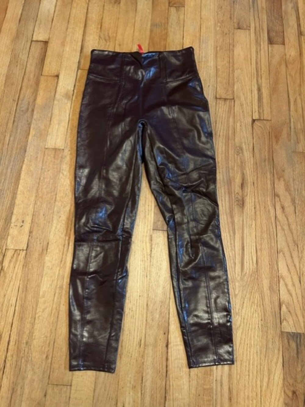 SPANX brown faux leather shapewear leggings size M
